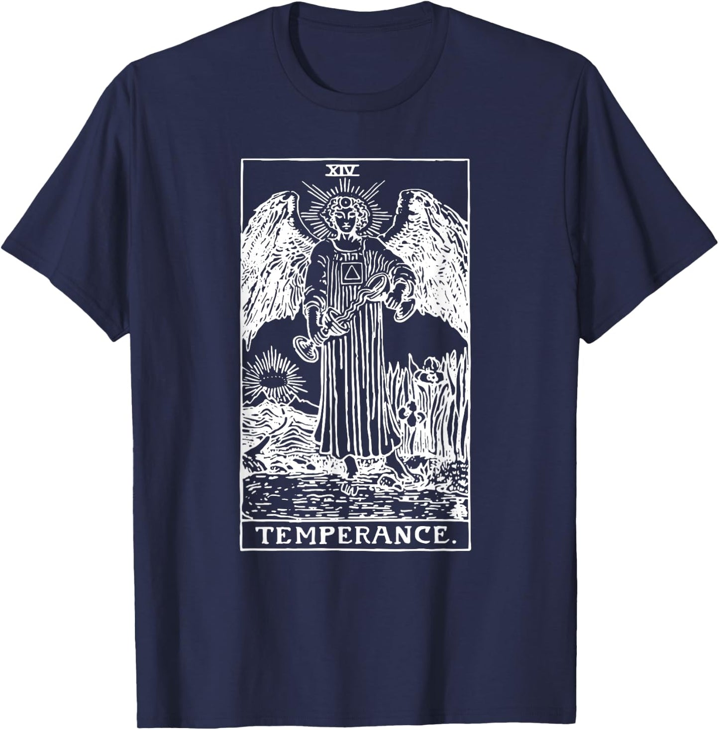 Temperance (Art) Tarot Card XIV T-Shirt - T-Shirt | Navy