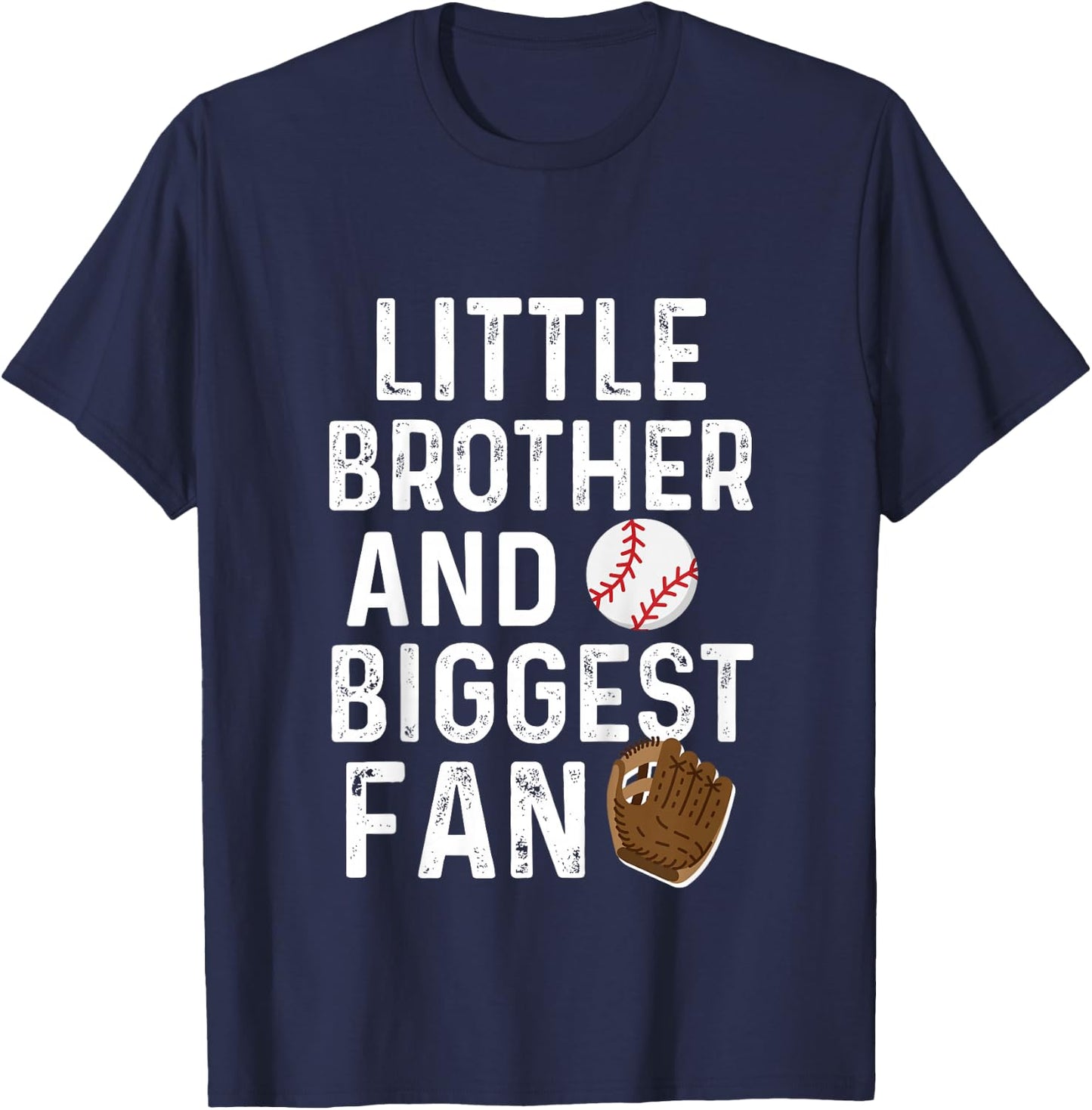 Baseball Little Brother and Biggest Fan Game Day Travel T-Shirt - T-Shirt | Navy