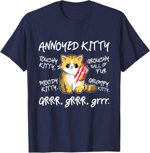 Angry Cat - Moody Annoyed Kitty - Size - Cute Cat's T-Shirt - T-Shirt | Navy