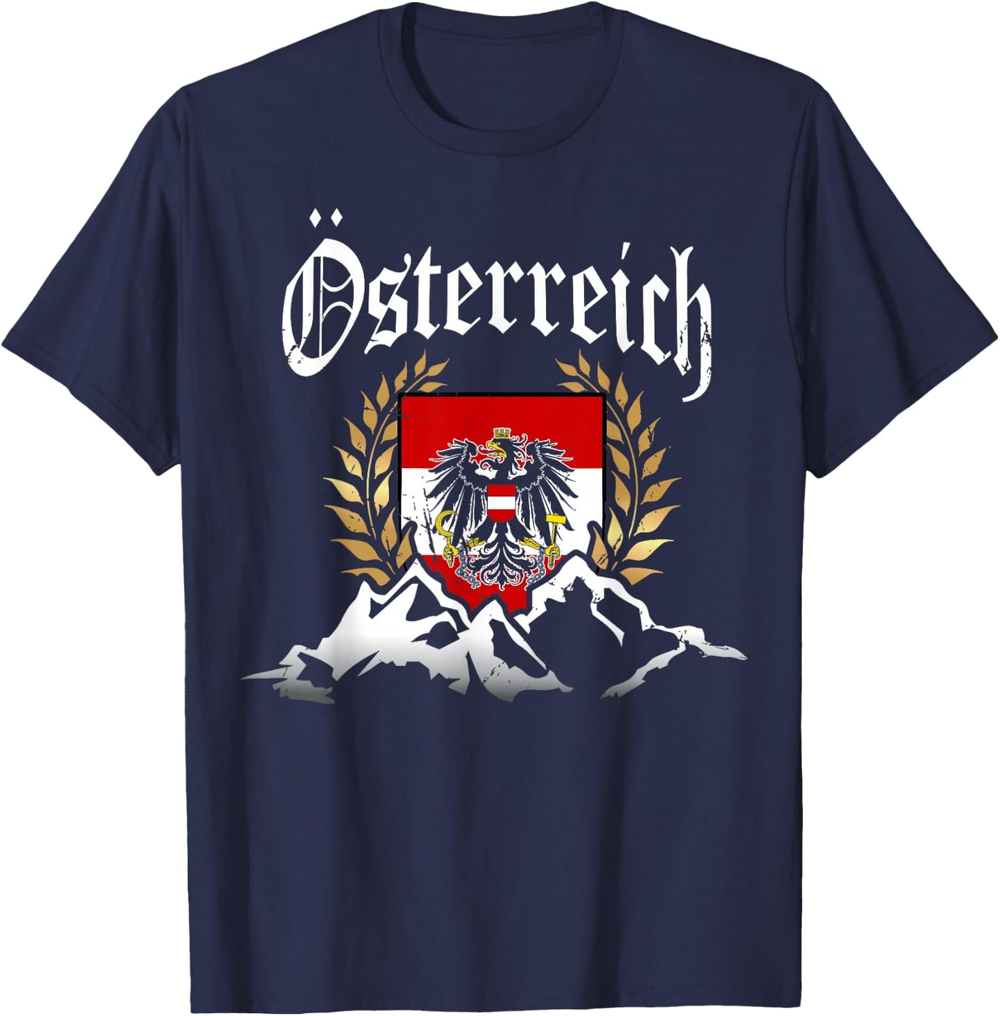 Austria Oesterreich with alps mountains men and women T-Shirt - T-Shirt | Navy