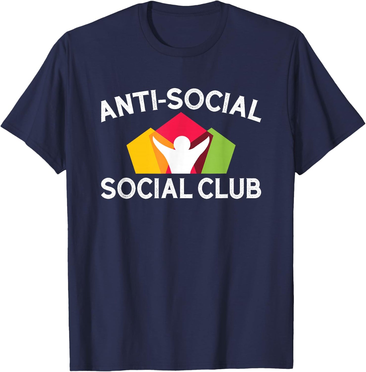 Funny Anti-Social Social Club T-Shirt - T-Shirt | Navy
