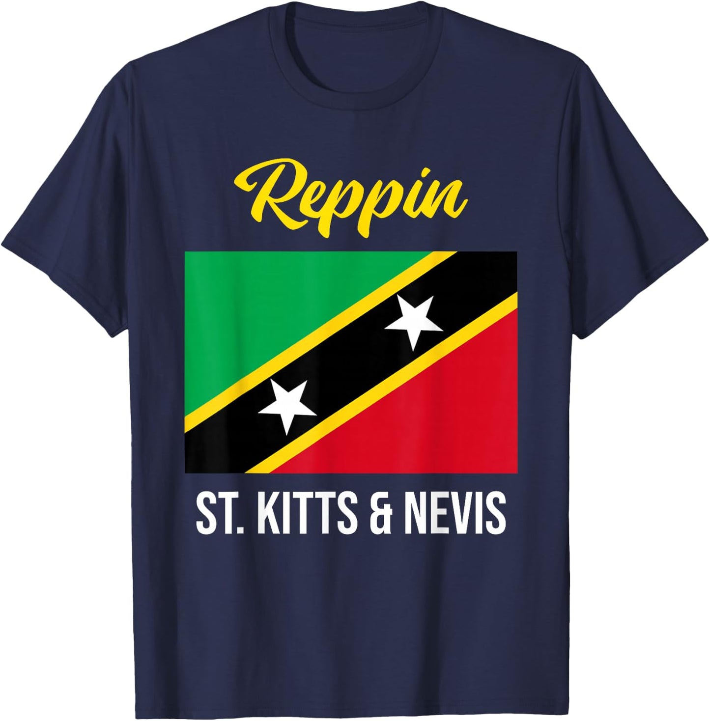 St. Kitts & Nevis Flag Reppin West Indies T Shirt T-Shirt - T-Shirt | Navy