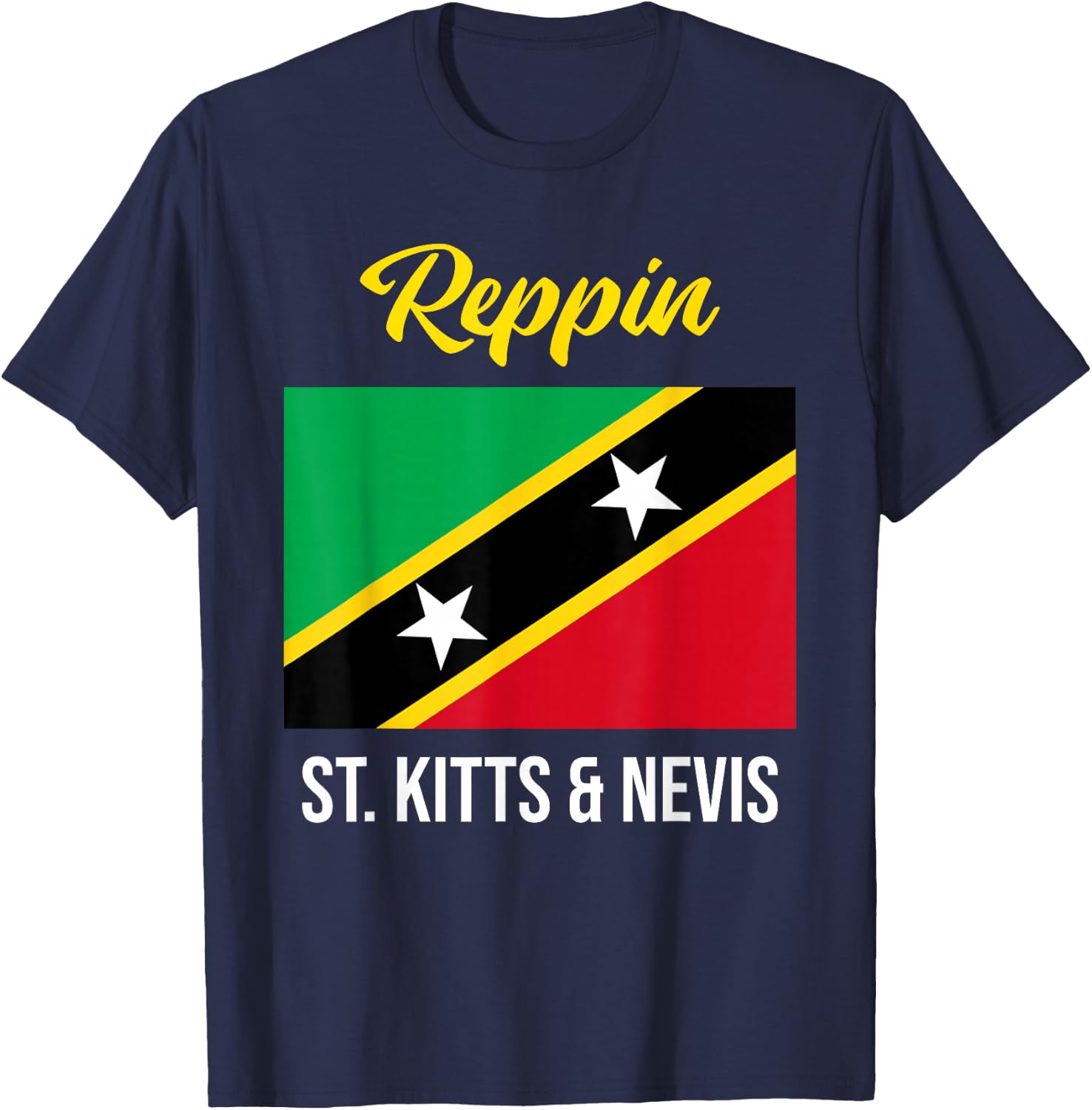 St. Kitts & Nevis Flag Reppin West Indies T Shirt T-Shirt - T-Shirt | Navy