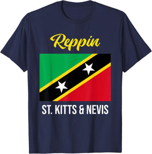 St. Kitts & Nevis Flag Reppin West Indies T Shirt T-Shirt - T-Shirt | Navy