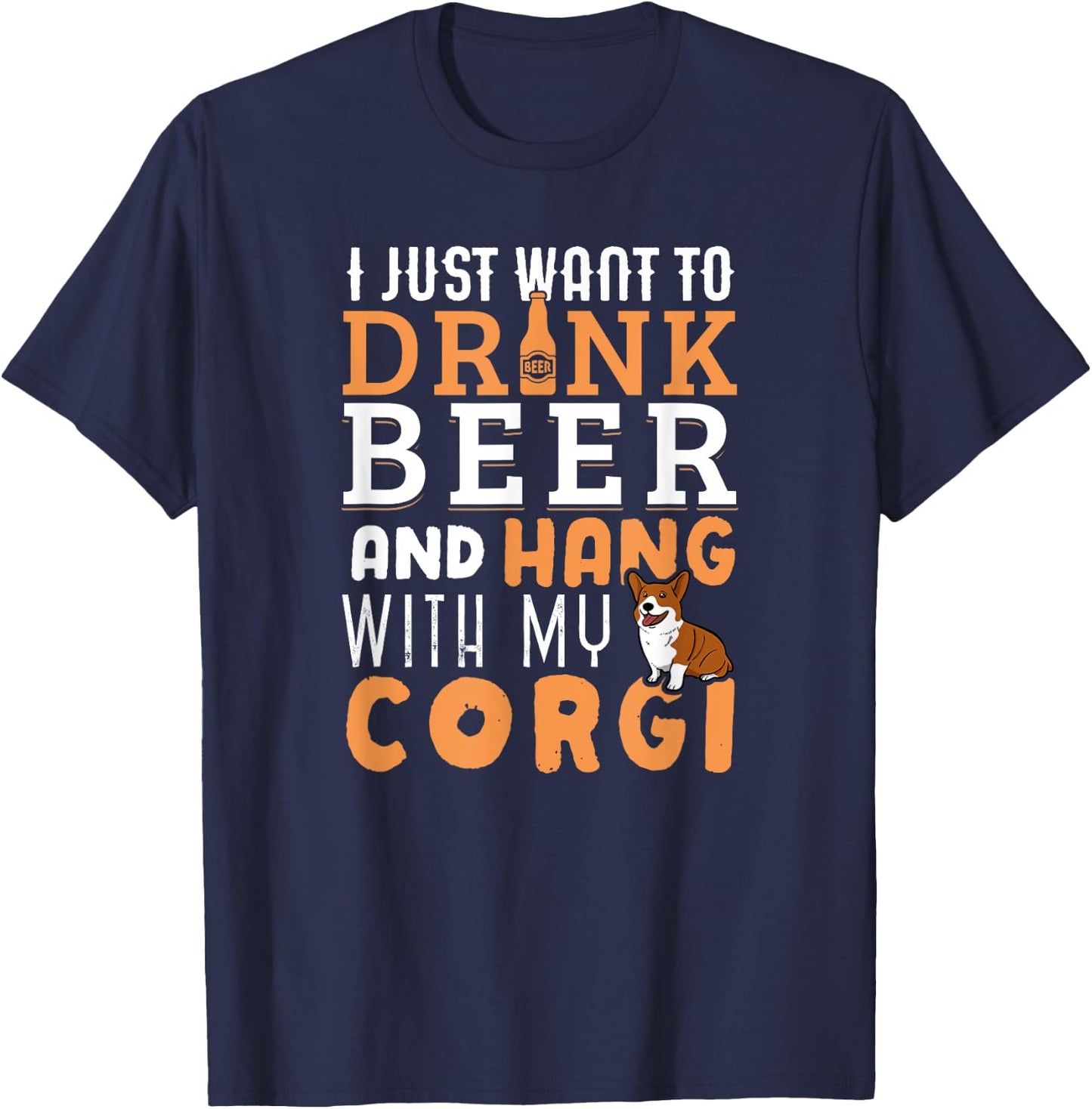 Funny Father's Day Corgi Papa Dog Lovers Shirt Men Women T-Shirt - T-Shirt | Navy