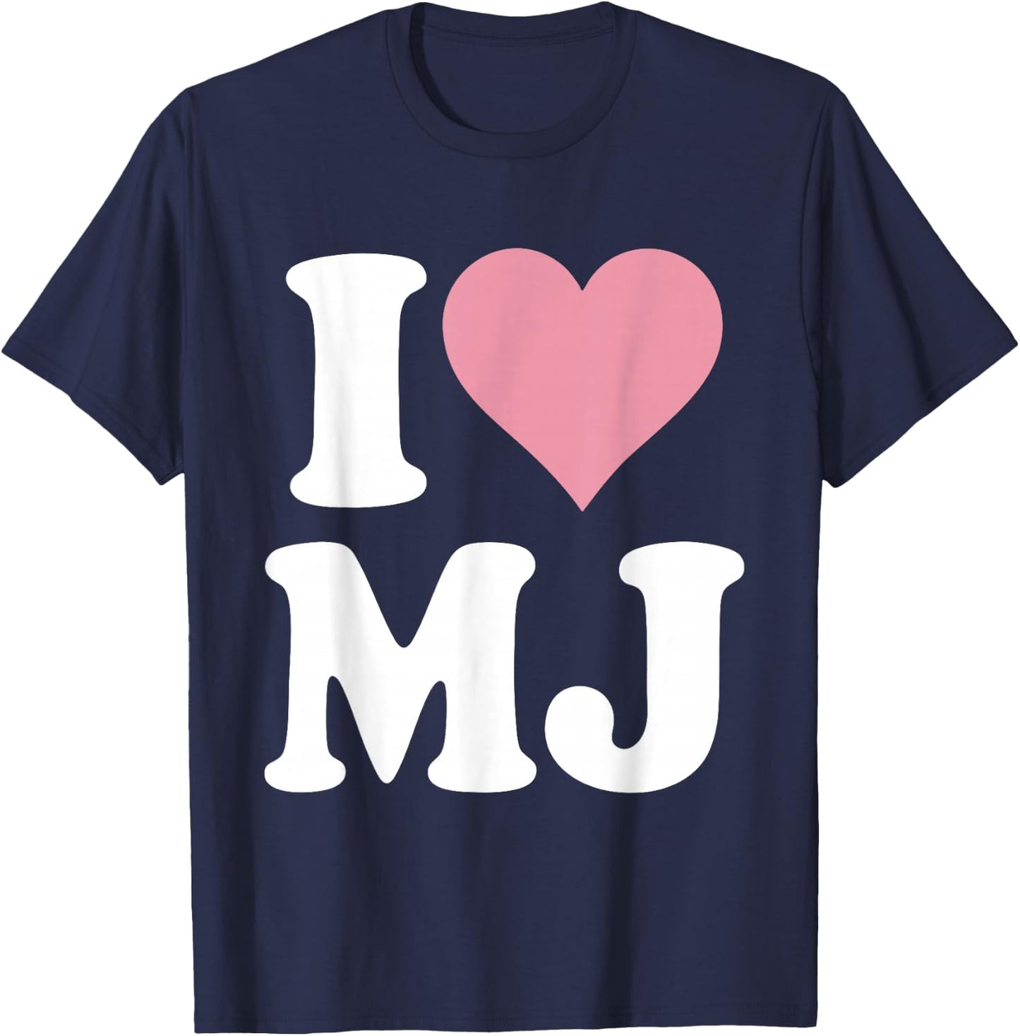 I Love MJ Fan Merch Pink Heart Initials Design M.J. T-Shirt - T-Shirt | Navy