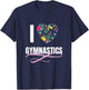 I Love Gymnastics Flower Heart Shape Girls Gift T-Shirt - T-Shirt | Navy