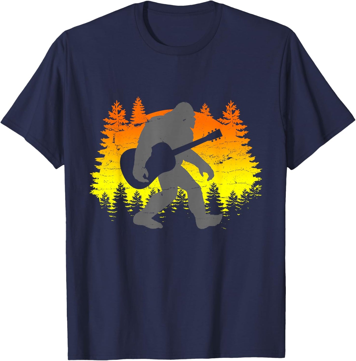 Bigfoot Guitar Sasquatch Believer Guitarist Gift T-Shirt - T-Shirt | Navy