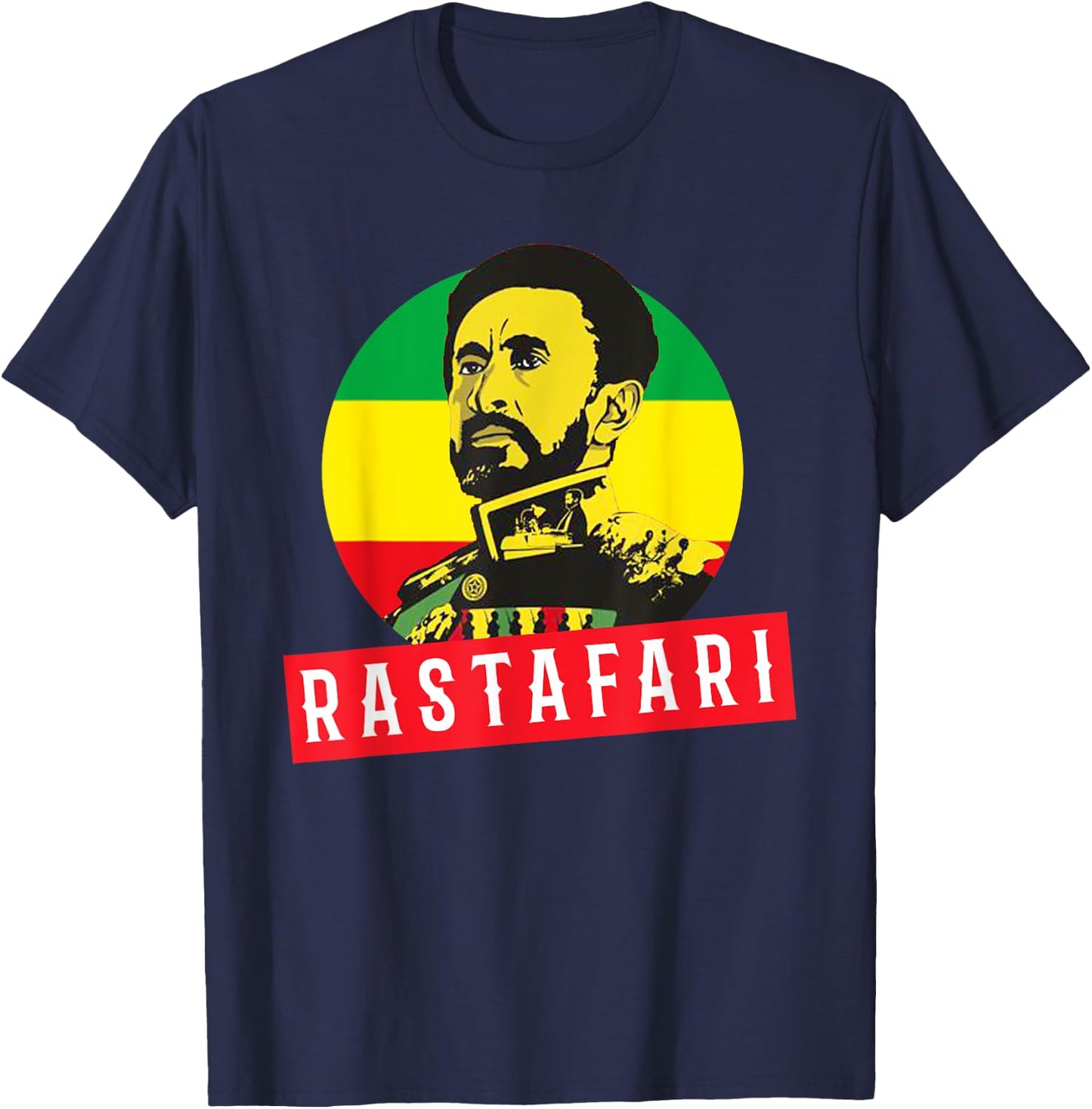 Jah Rastafari Reggae Roots shirt Haile Selassie T shirt T-Shirt - T-Shirt | Navy