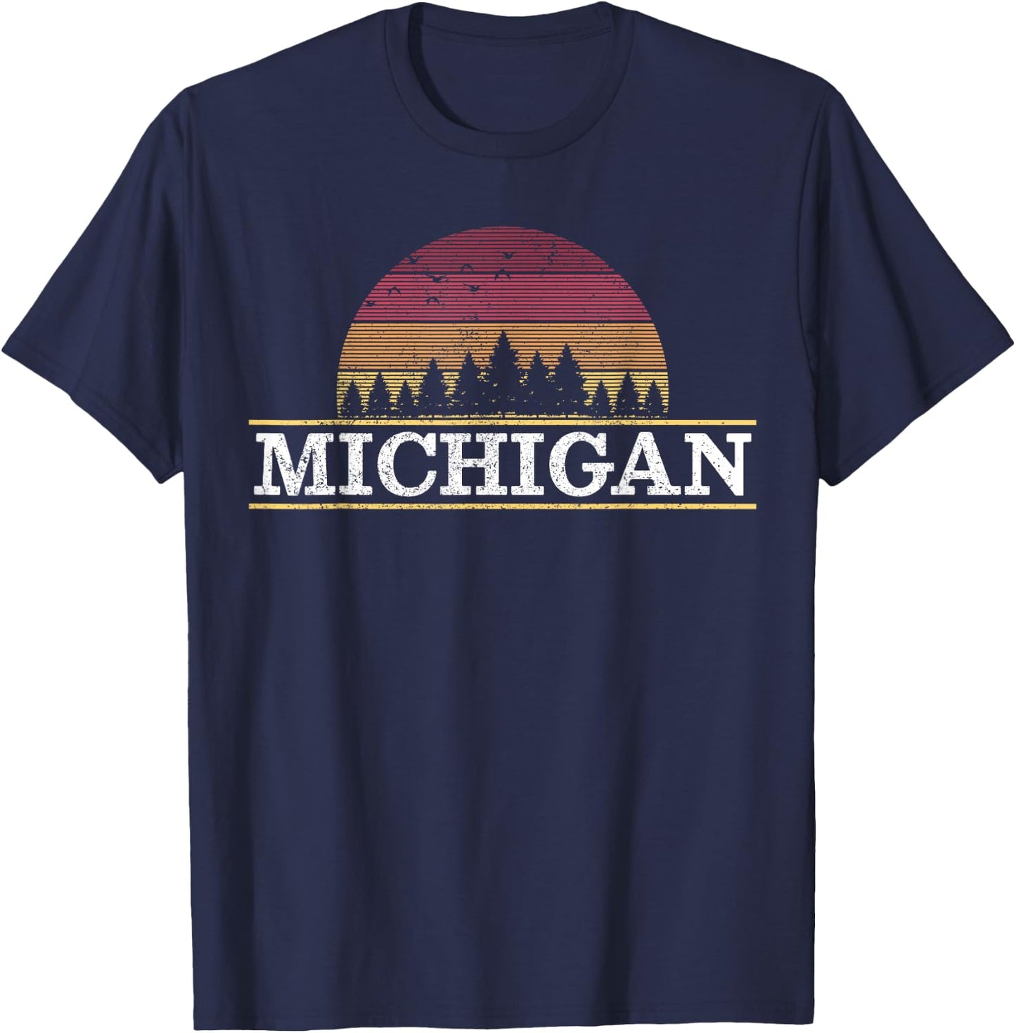 Michigan Vintage Retro Nature Outdoor Souvenir Gift T-Shirt - T-Shirt | Navy