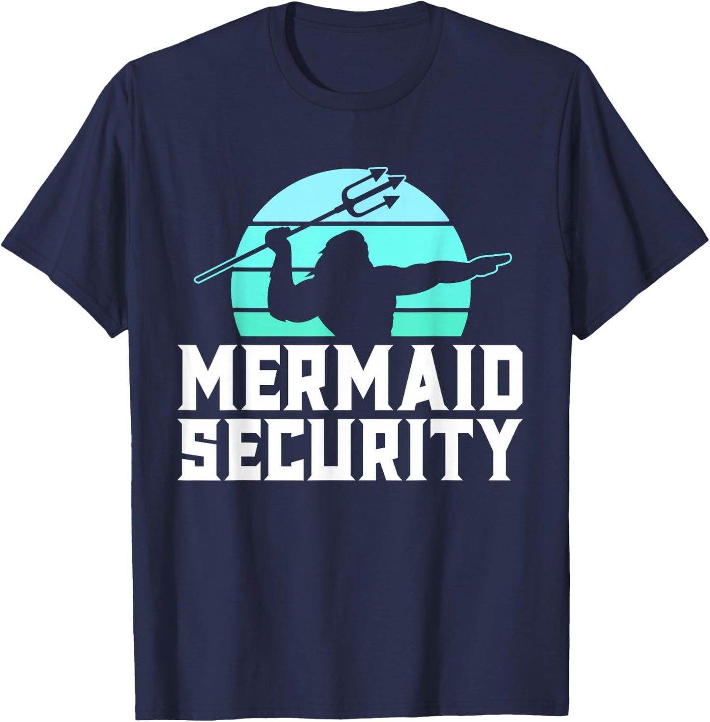 Mermaid Security Shirt Men's Boys Swimmer Dad Merdad Trident T-Shirt - T-Shirt | Navy
