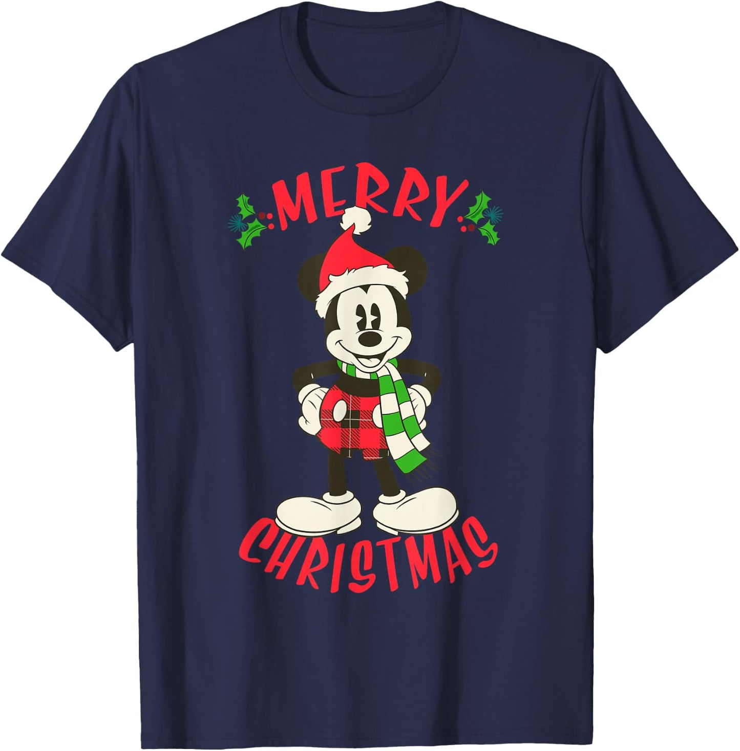 Disney Vintage Mickey Mouse Christmas Holiday T-Shirt - T-Shirt | Navy