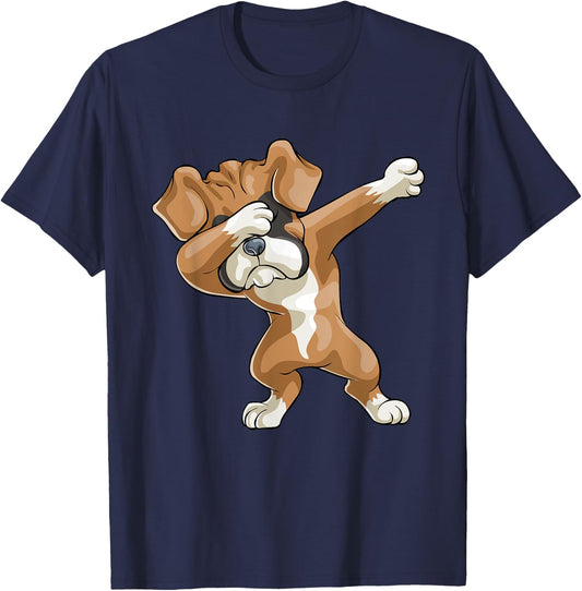 Dabbing Boxer Dog Gift Funny Dab Gift Puppy Kids Men T-Shirt - T-Shirt | Navy