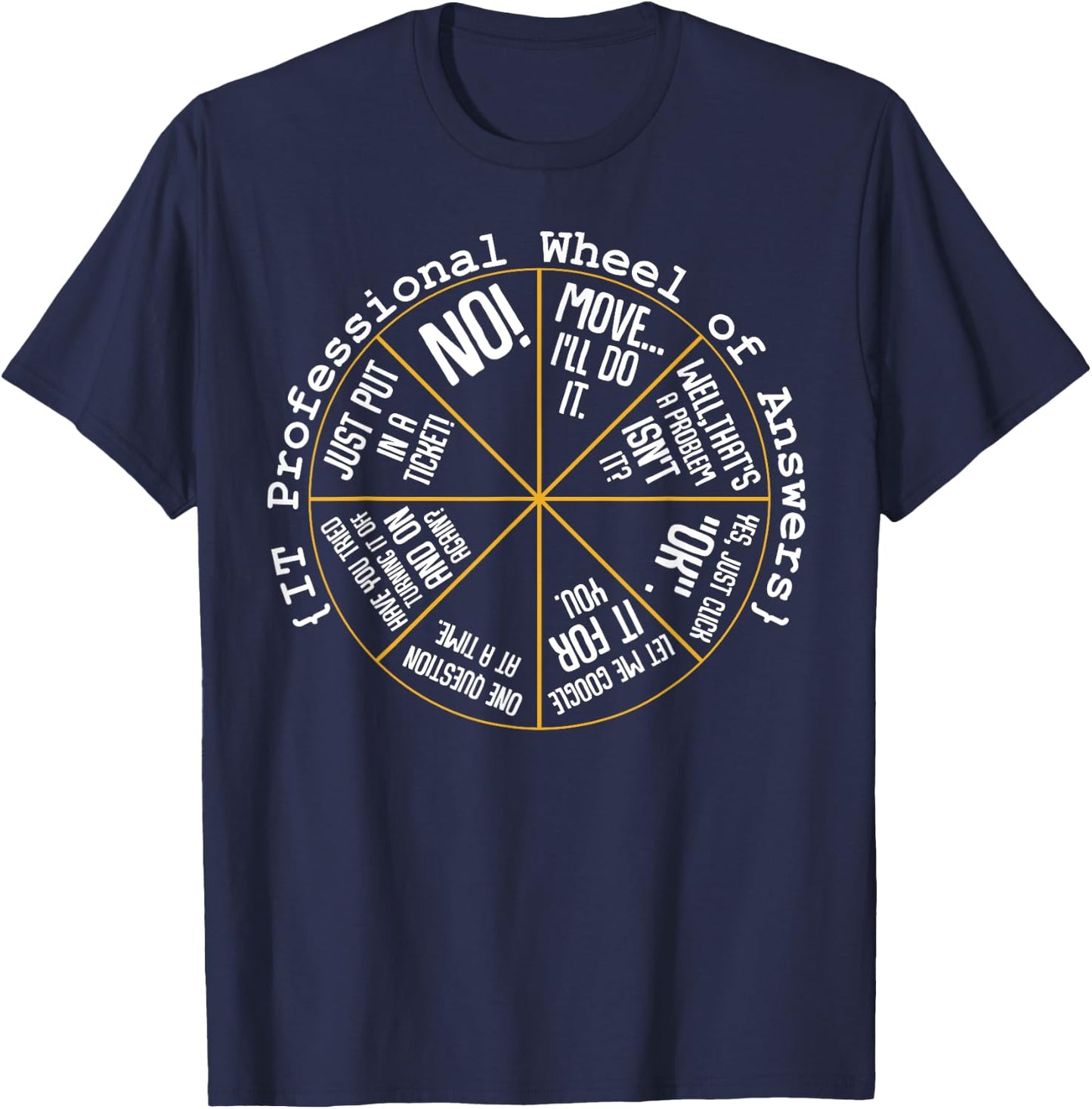 IT Professional Funny Wheel of Answers Tech Employee Job T-Shirt - T-Shirt | Navy