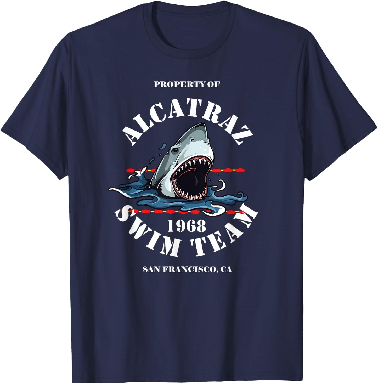Alcatraz Swim Team Vintage Club Tee1968 Great White T-Shirt - T-Shirt | Navy