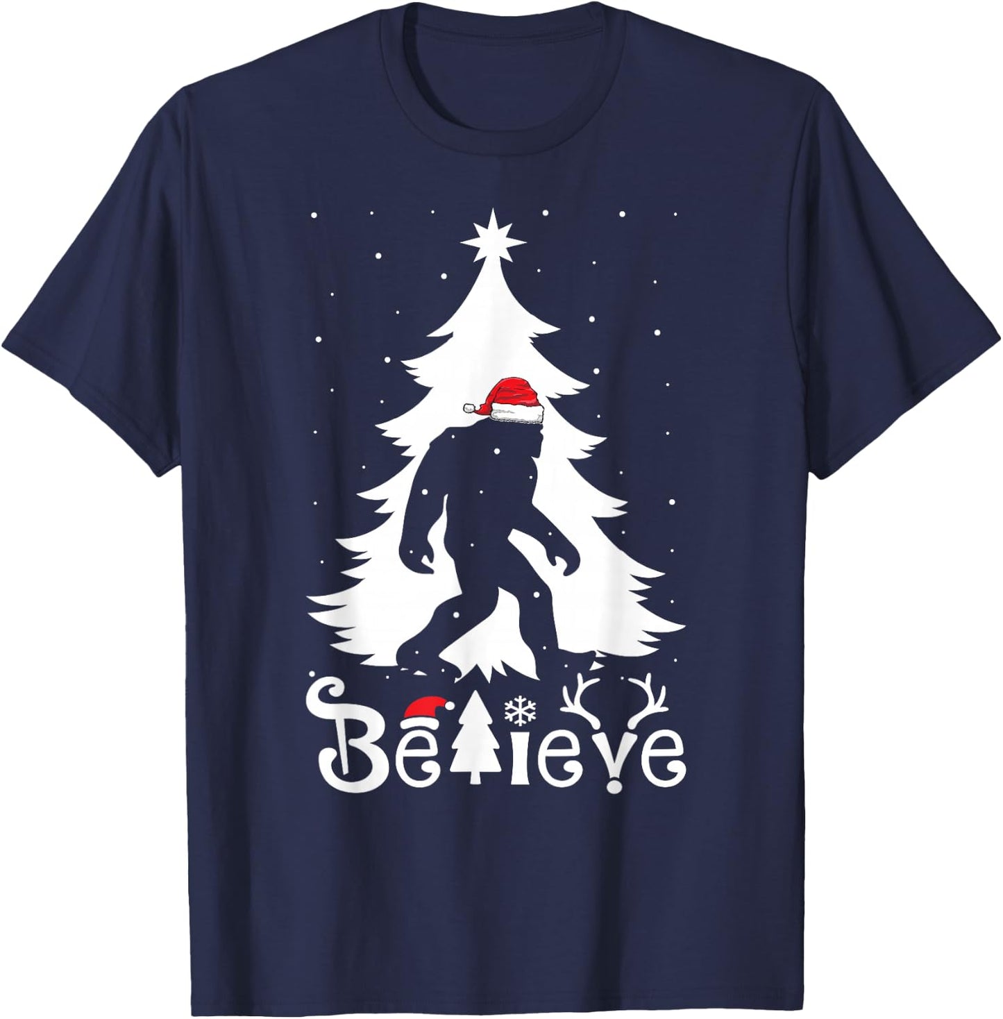 Bigfoot Boys Girls Funny Christmas T-Shirt - T-Shirt | Navy