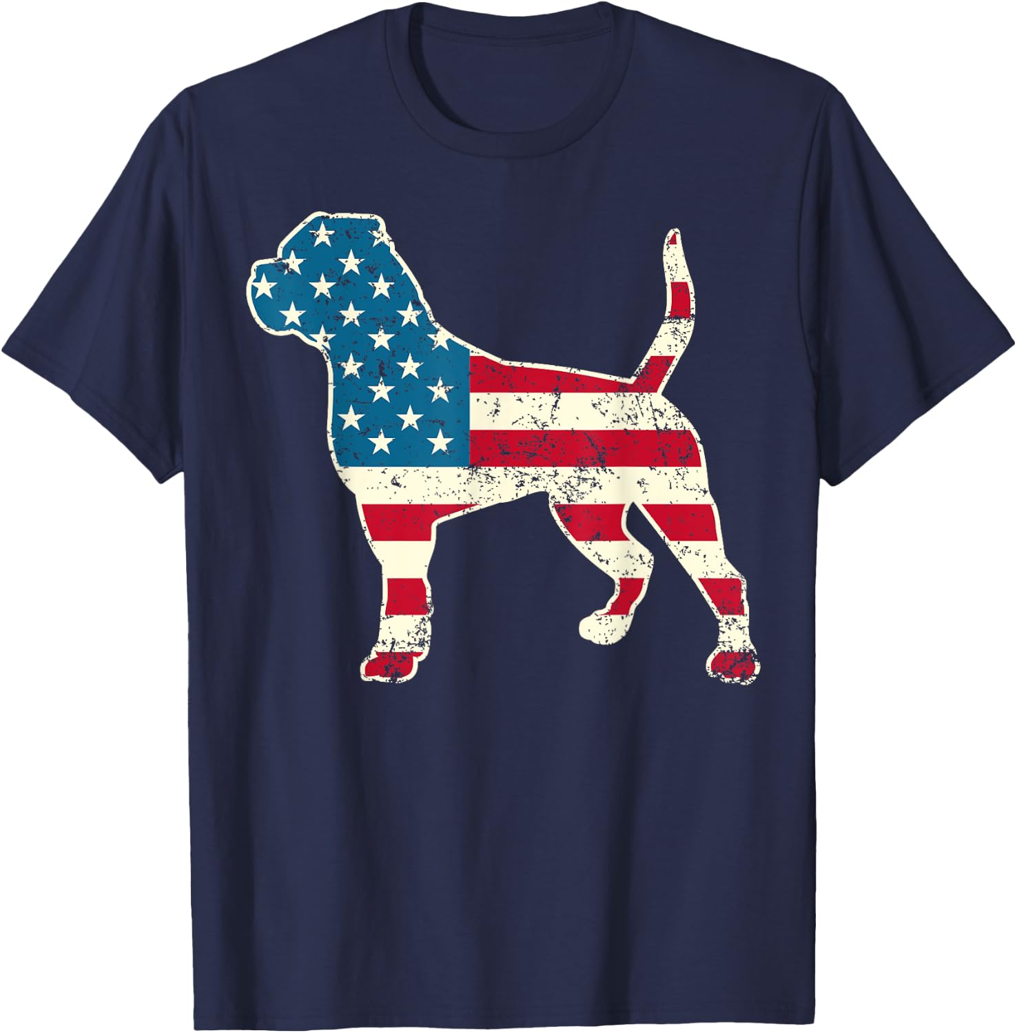 American Bulldog 4th of July Dog Lover Men USA American Flag T-Shirt - T-Shirt | Navy