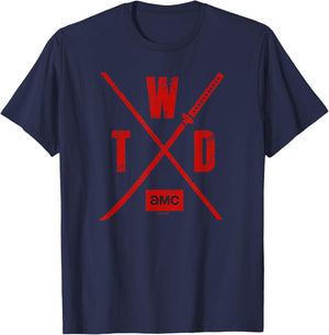 Walking Dead TWD Season X Logo , -Adults, Black, Small, Short Sleeve T-Shirt - T-Shirt | Navy