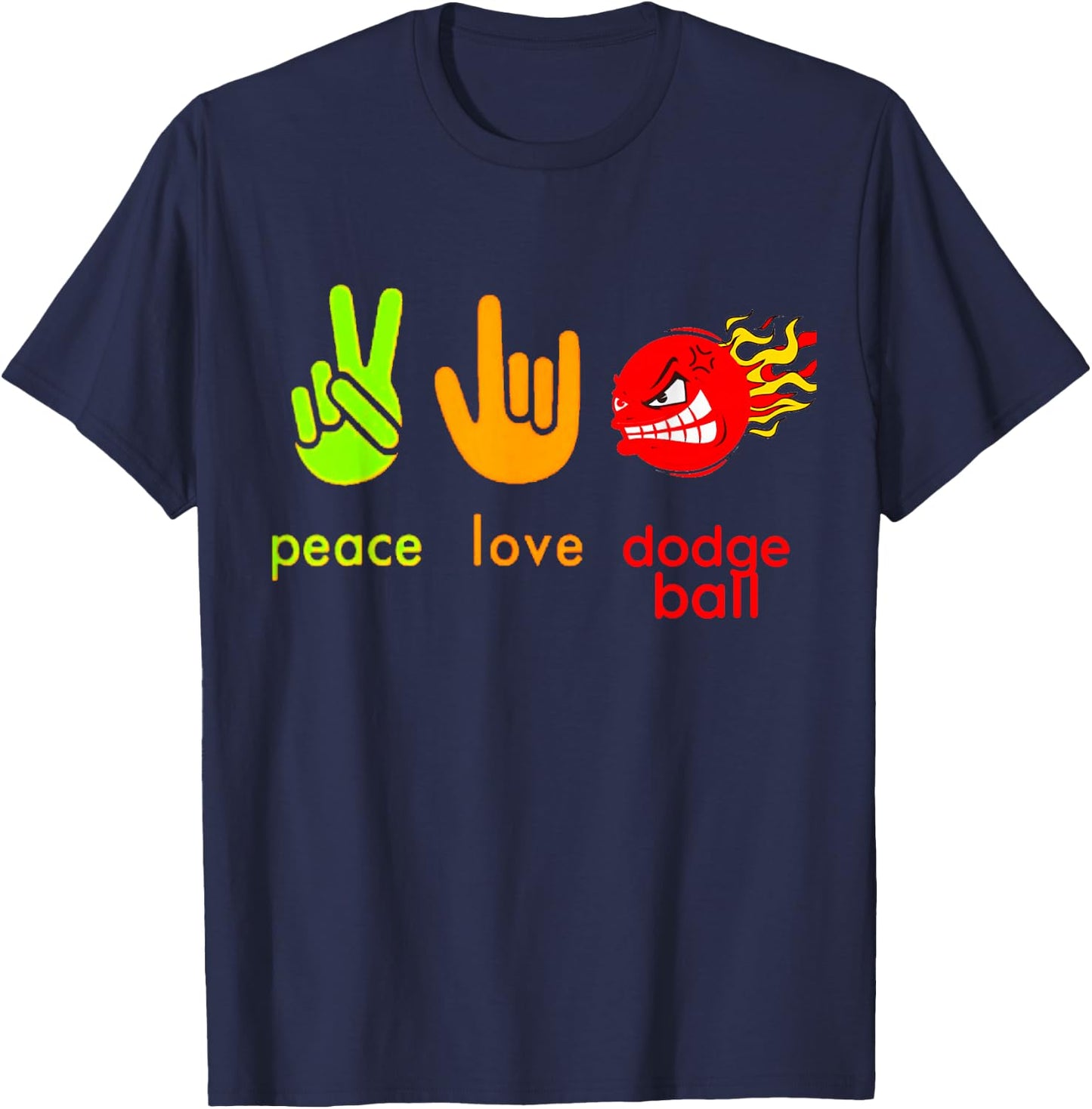 Peace Love Dodgeball Humor Sport Game T-Shirt - T-Shirt | Navy