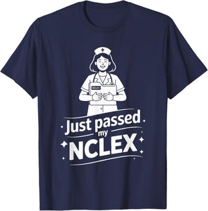 Just Passed My NCLEX Nurse Joyful T-Shirt - T-Shirt | Navy