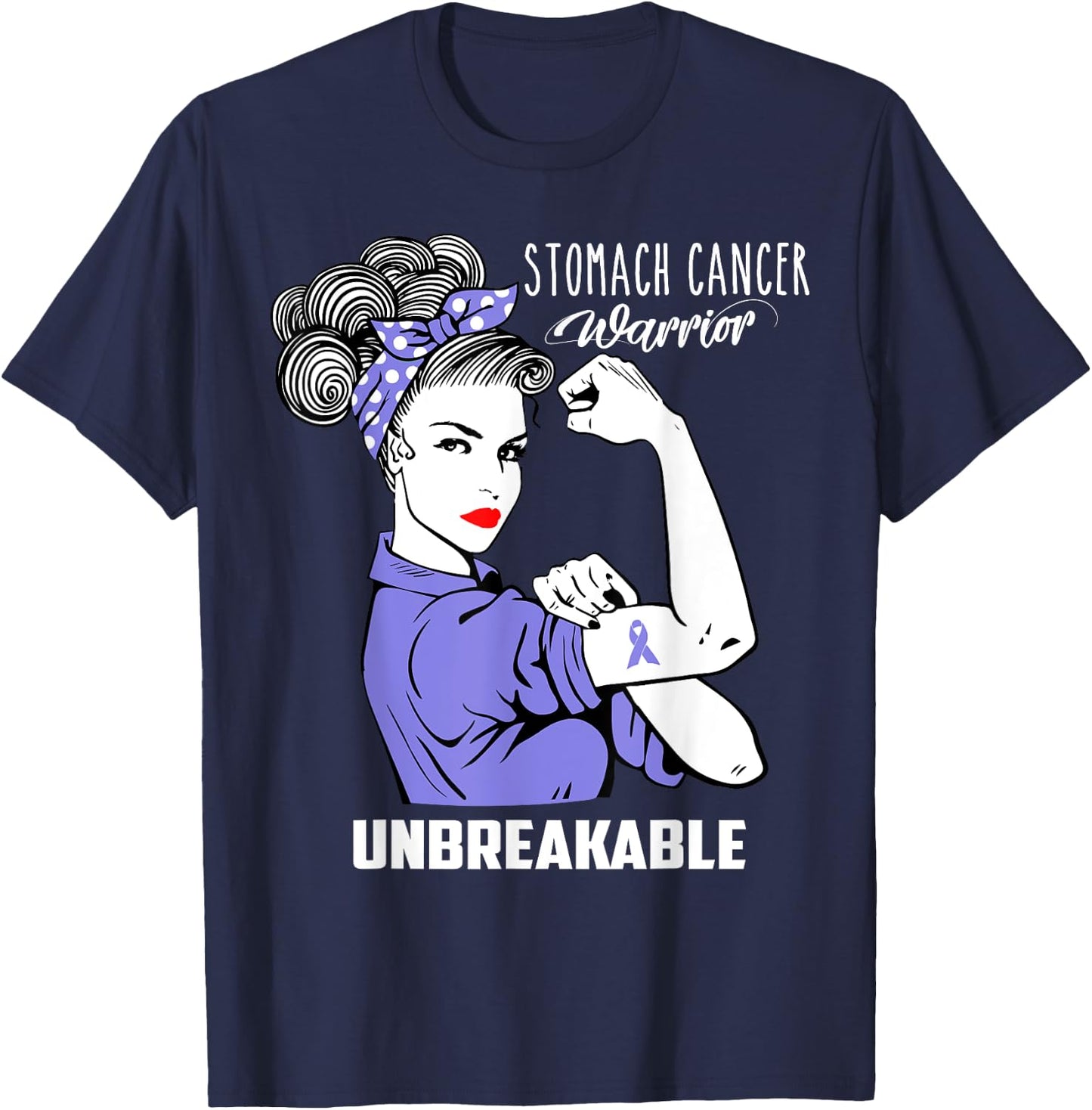 Stomach Cancer Awareness Stomach Cancer Warrior Unbreakable T-Shirt - T-Shirt | Navy