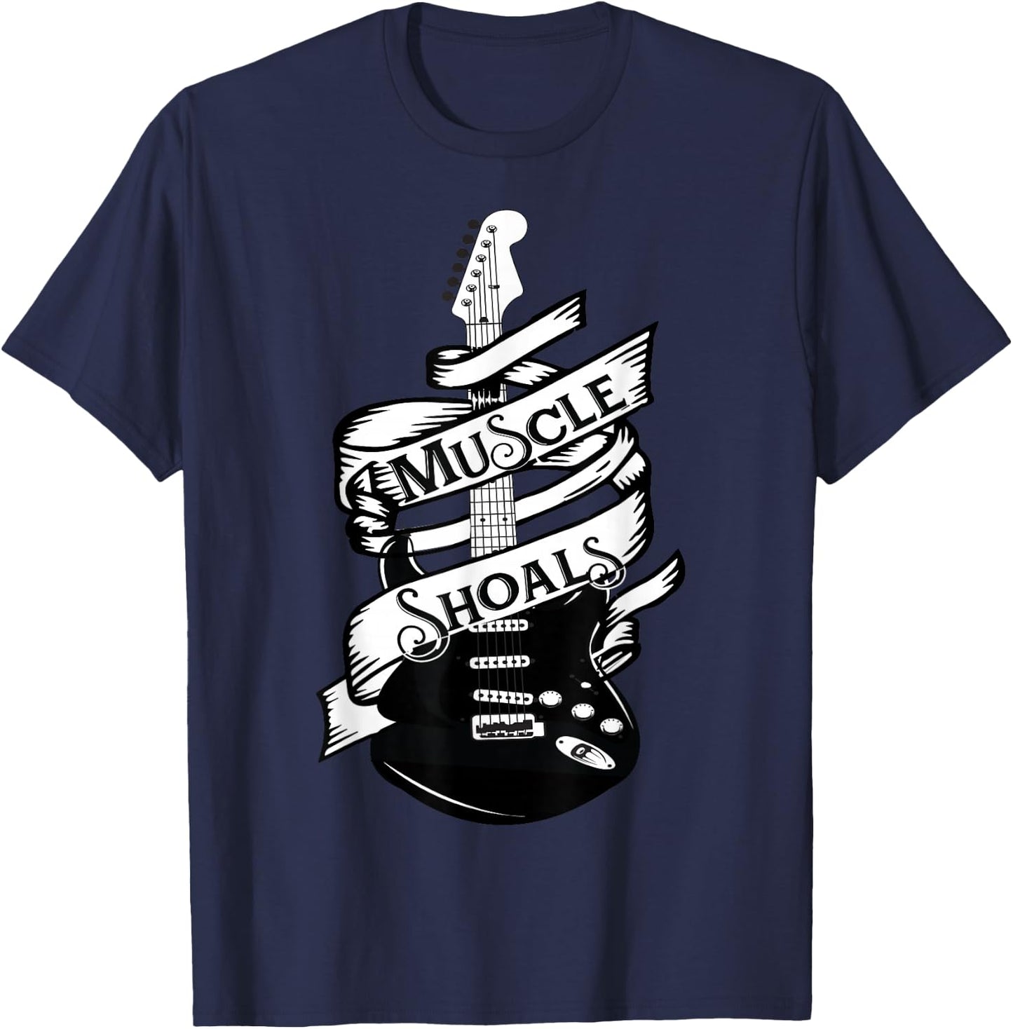 Muscle Shoals Alabama Music Recording Studio Guitar Records T-Shirt - T-Shirt | Navy