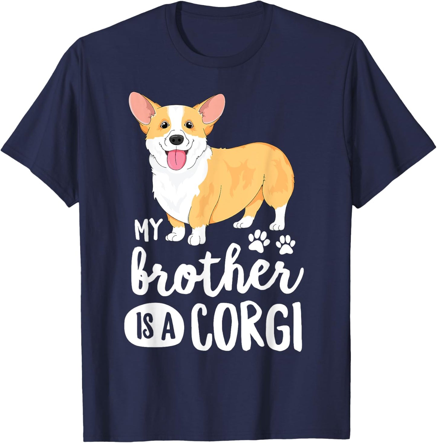 My Brother Is A Corgi for Kids Boys Puppy Dog Gift T-Shirt - T-Shirt | Navy