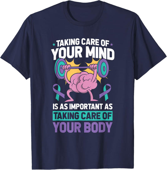 Mental Health Awareness Ribbon Suicide Prevent T-Shirt - T-Shirt | Navy