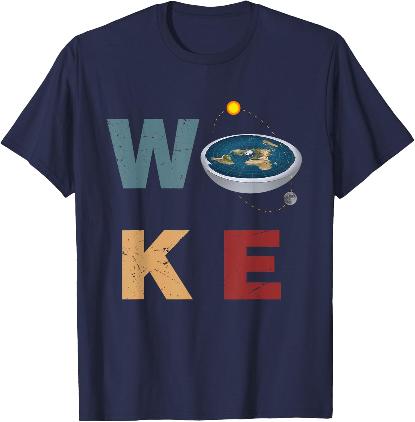 Woke T Earth Flat Society Planet Women T-Shirt - T-Shirt | Navy