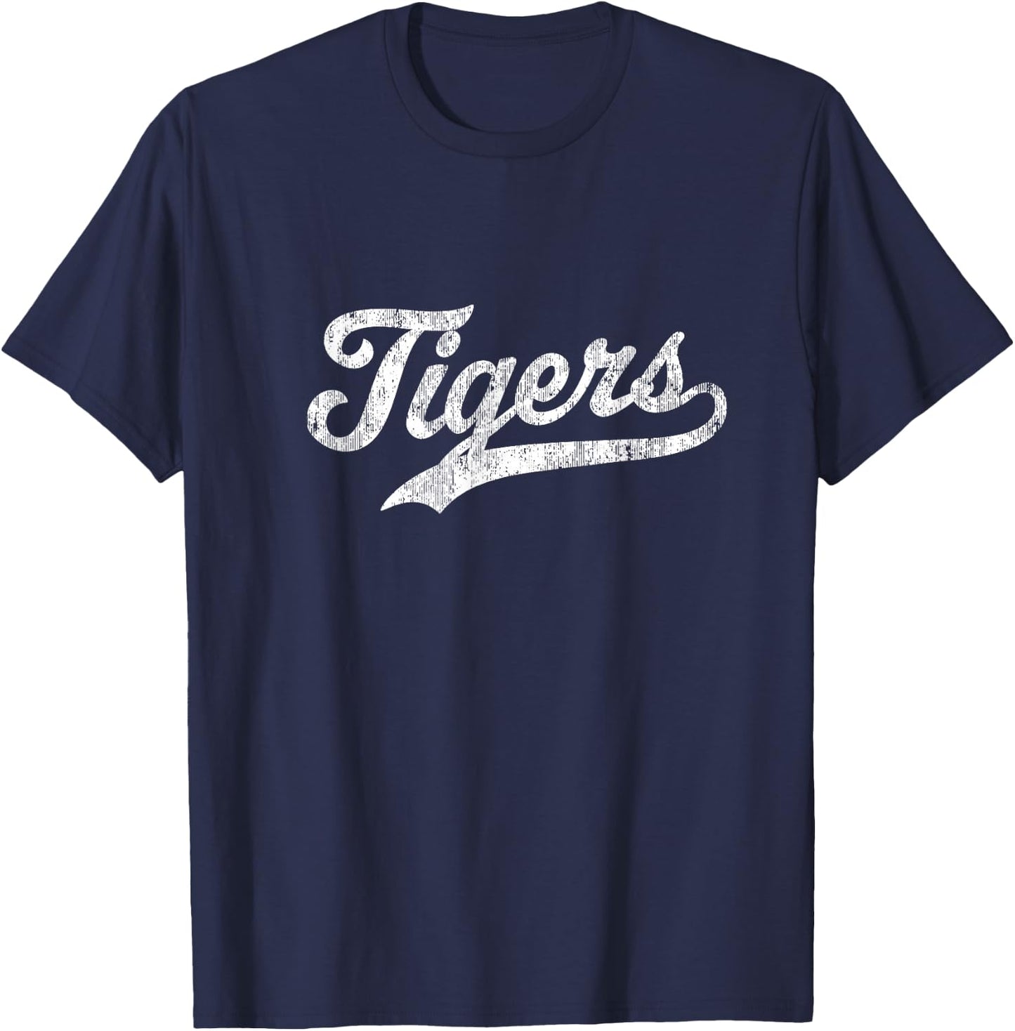 Tigers Mascot T Shirt Vintage Sports Name Design T-Shirt - T-Shirt | Navy