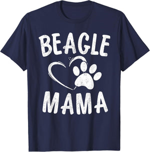 Funny Beagle Mama Gift Pet Lover Apparel Puppy Dog Mom Women Girls Kids T-Shirt - T-Shirt | Navy