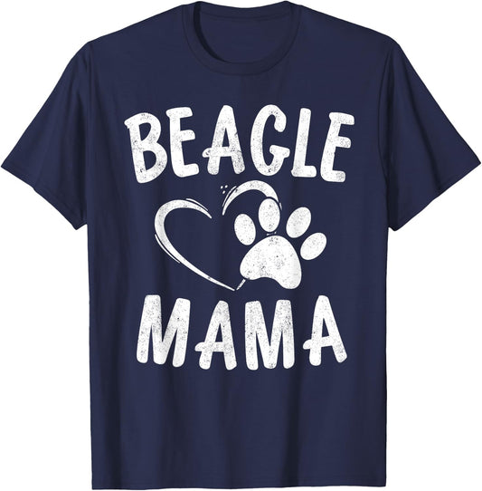 Funny Beagle Mama Gift Pet Lover Apparel Puppy Dog Mom Women Girls Kids T-Shirt - T-Shirt | Navy