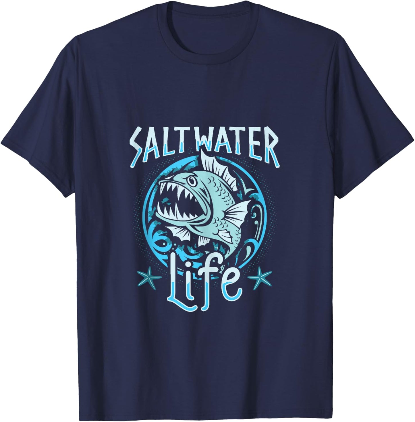 Saltwater Life Fishing T-Shirt - T-Shirt | Navy