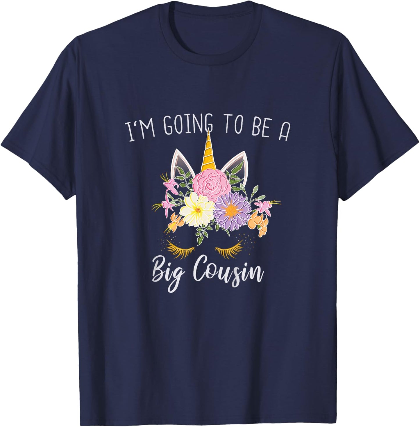 Going to be a Big Cousin Girls Unicorn T-Shirt - T-Shirt | Navy
