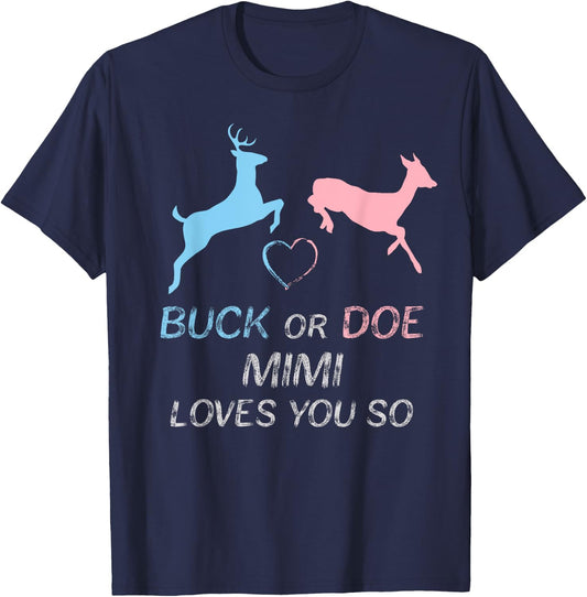 Buck or Doe Baby Gender Reveal Mimi T-Shirt - T-Shirt | Navy