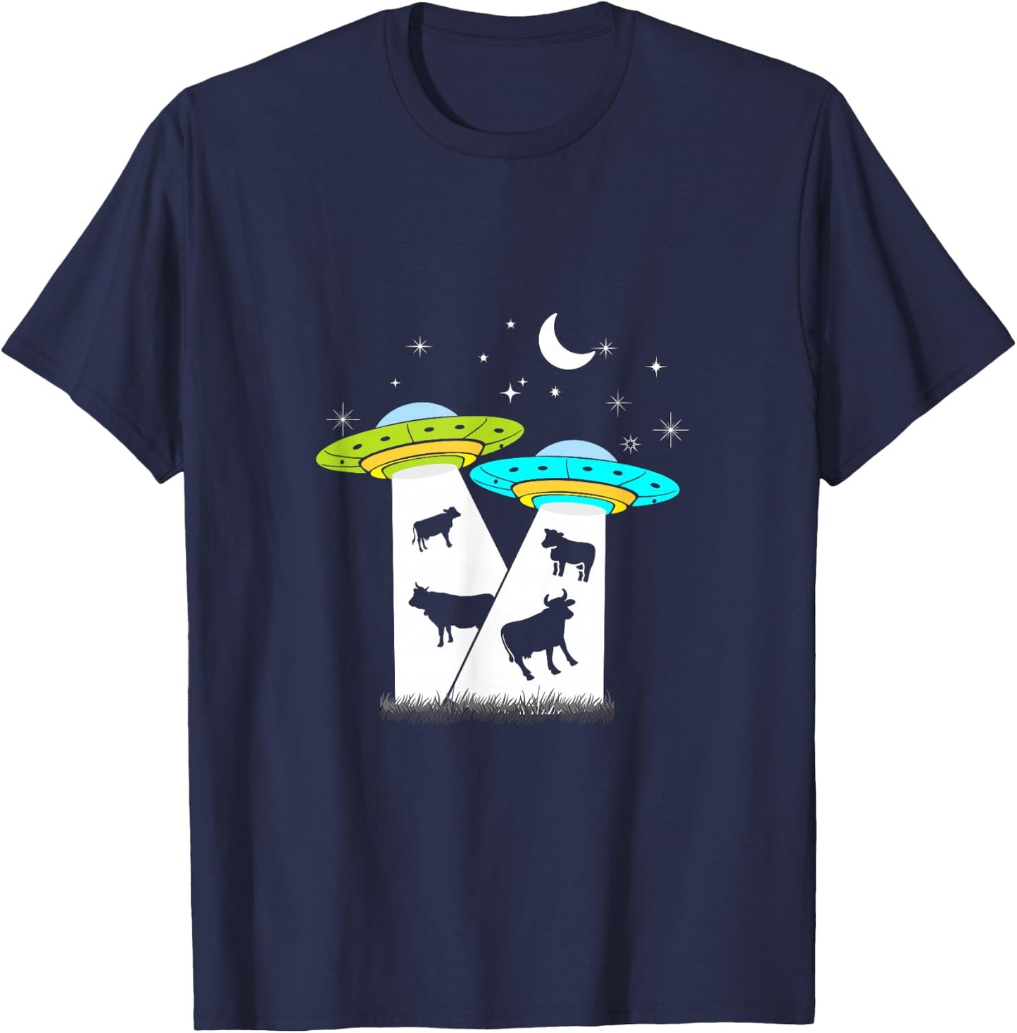 Alien Cow Abduction UFO Area Free the Aliens Shirt T-Shirt - T-Shirt | Navy