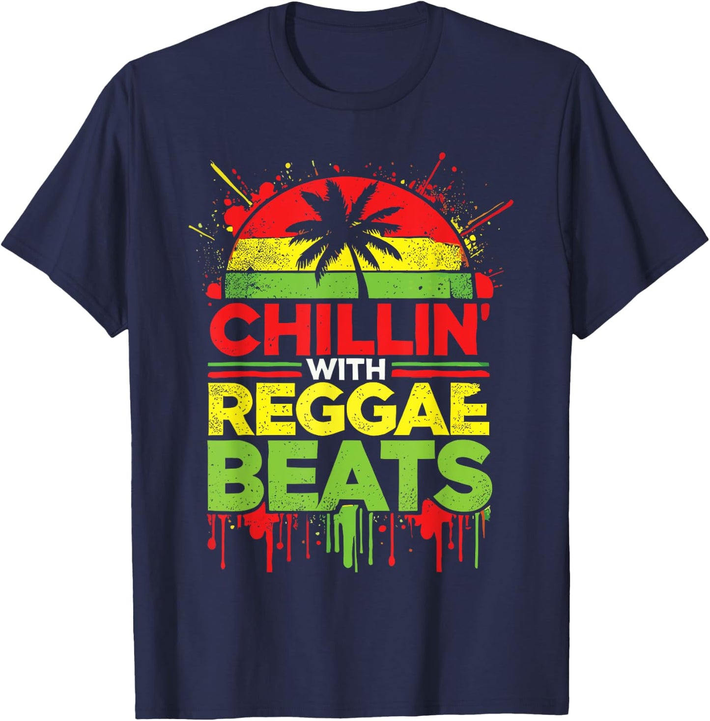 Chillin' With Reggae Beats Rasta T-Shirt - T-Shirt | Navy