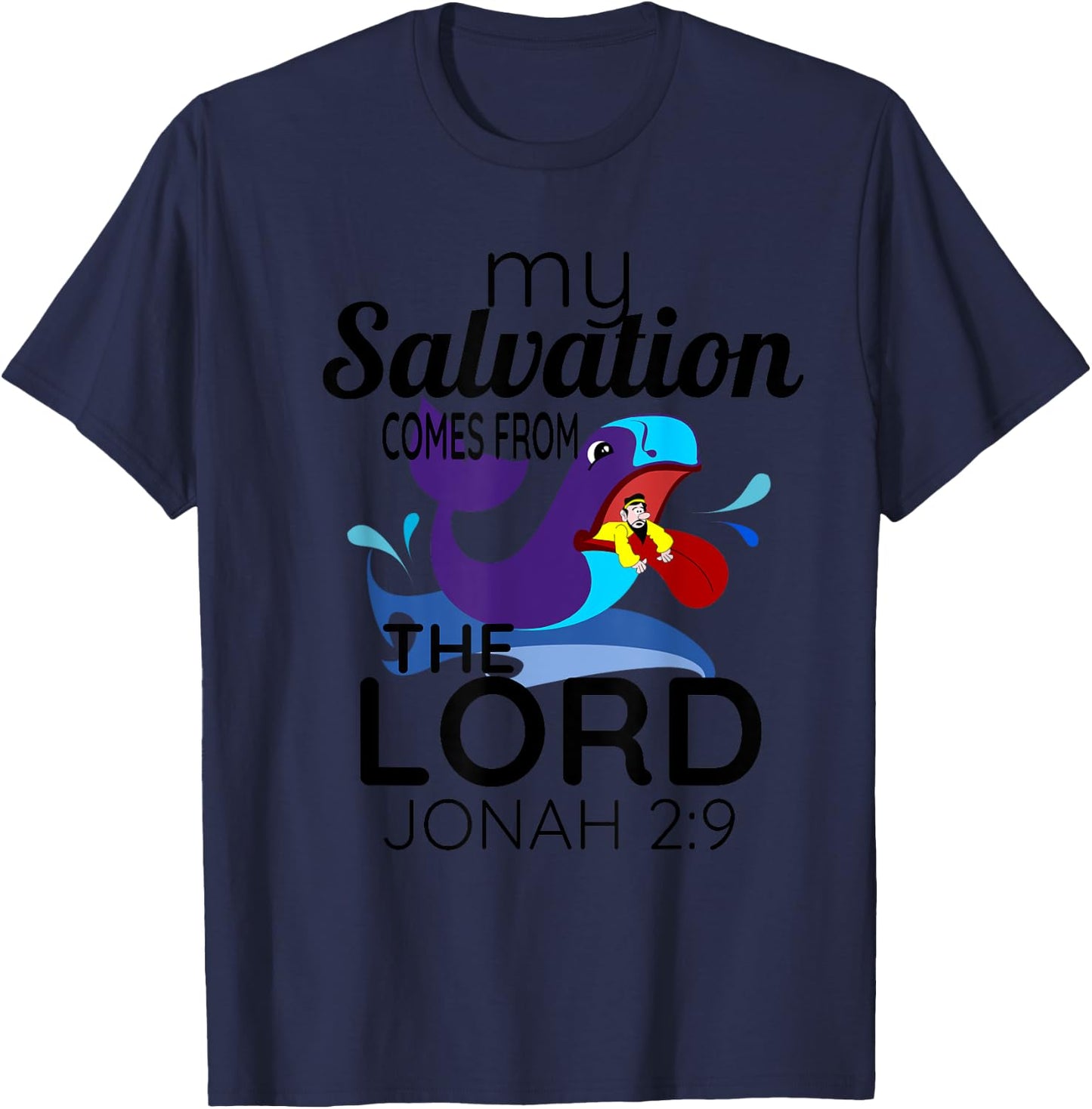 Christian Faith Bible Scripture Verse Jonah Whale T Shirt T-Shirt - T-Shirt | Navy