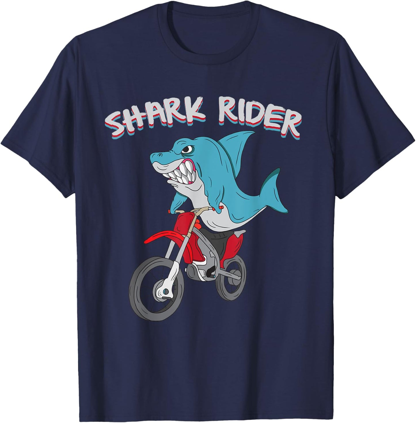 Shark Rider Funny Motorbike Motorcycle sharky T-Shirt - T-Shirt | Navy