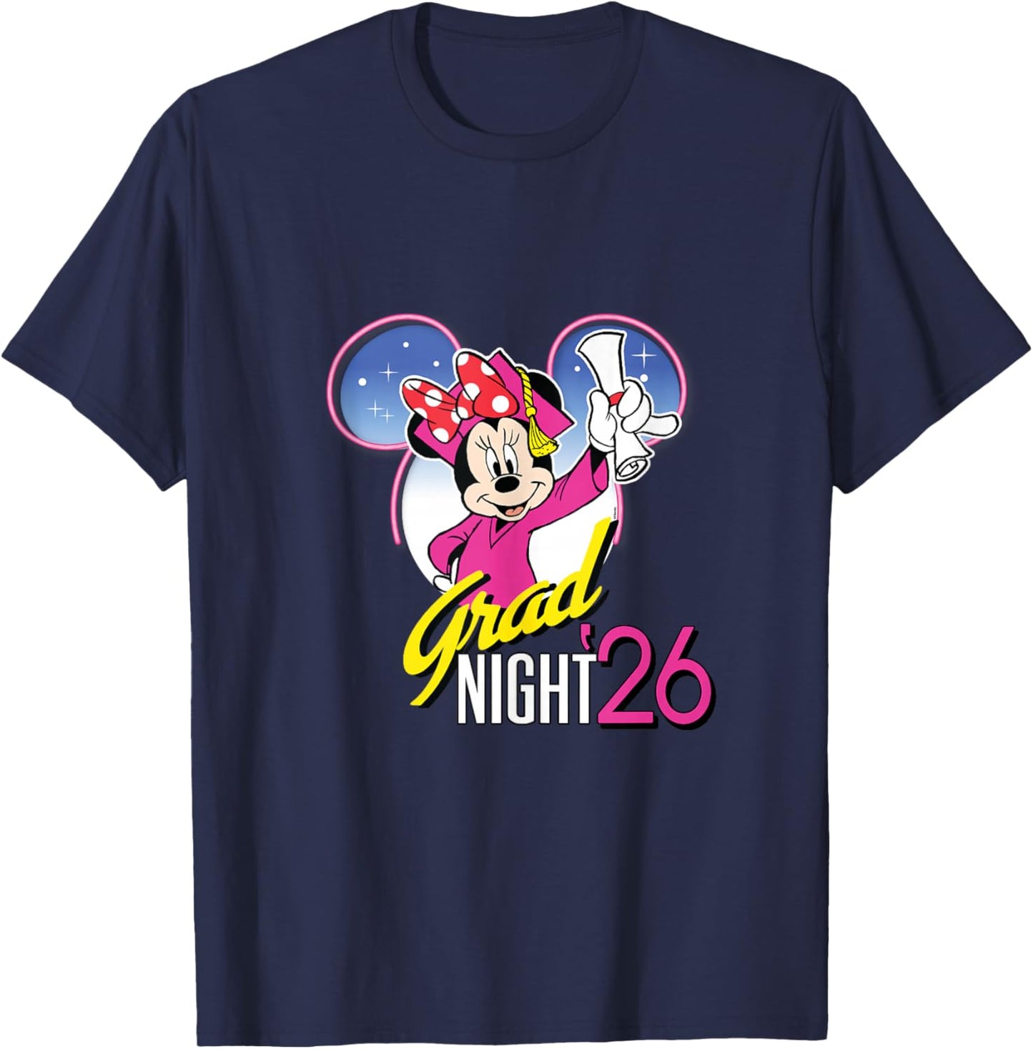 Disney Minnie Mouse Grad Night '26 Class of 2026 Graduation T-Shirt - T-Shirt | Navy