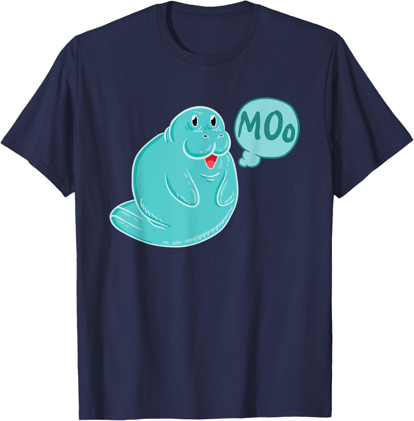 Manatee Sea Cow Moo Funny Manatee Shirt Animal Gift T-Shirt - T-Shirt | Navy