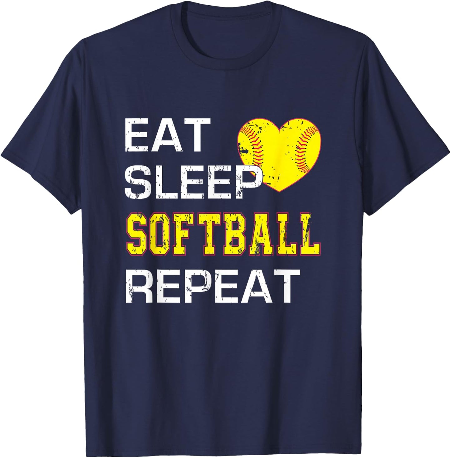 Funny Softball Eat Sleep Softball Repeat for Girls Softball T-Shirt - T-Shirt | Navy