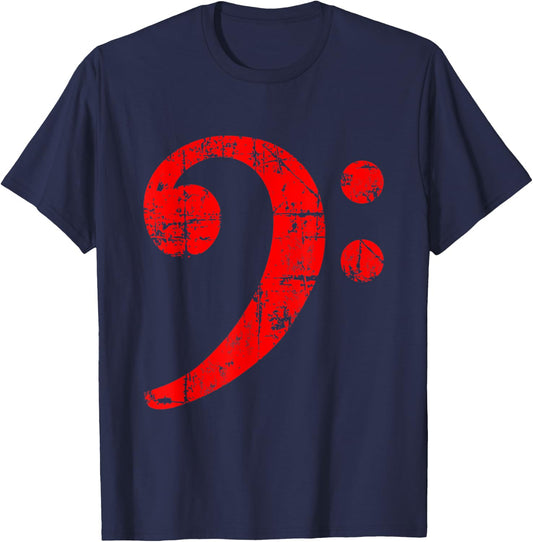 Bass Clef (Vintage Red) Bass Players T-Shirt - T-Shirt | Navy