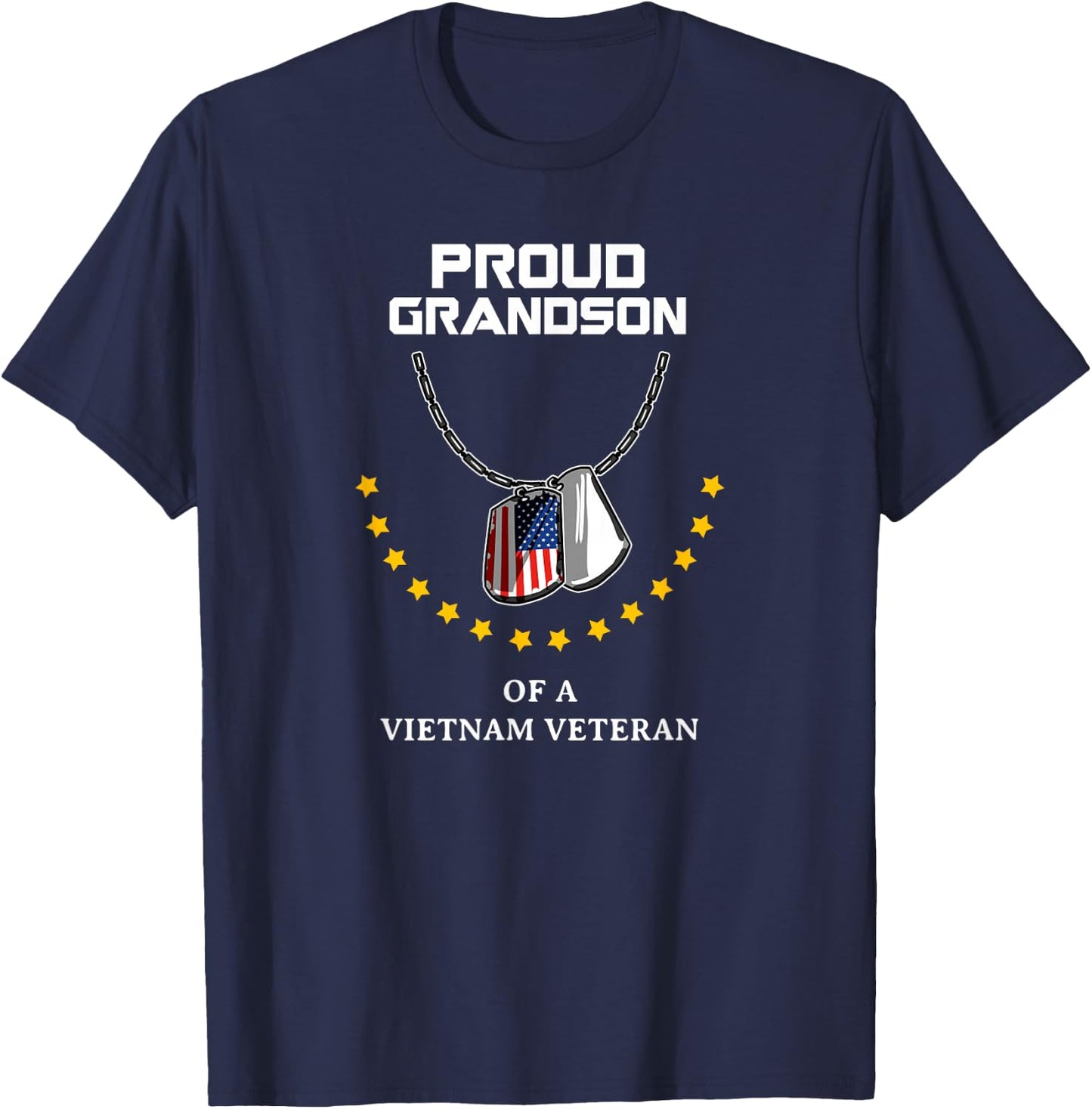 Proud Grandson Of A Vietnam Veteran Cool Army Soldier Gift T-Shirt - T-Shirt | Navy