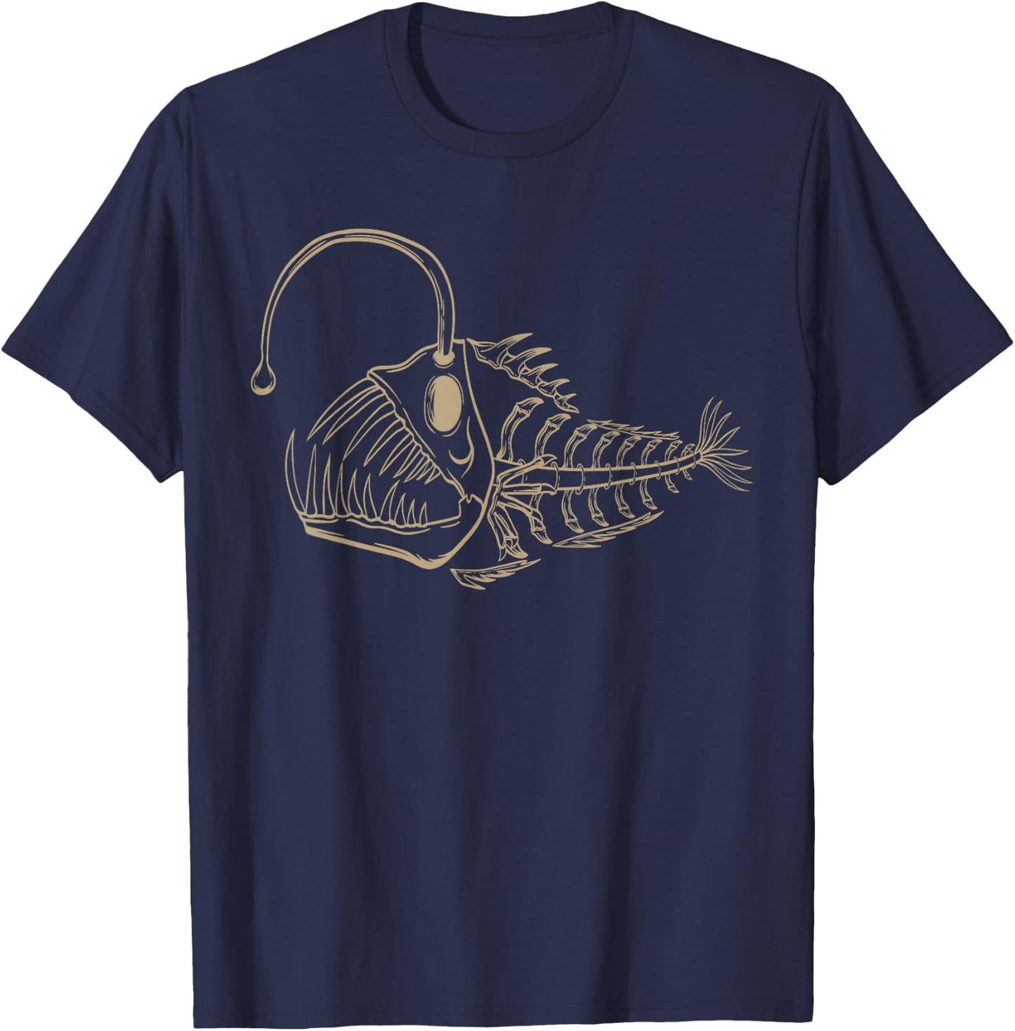Fish Skeleton Bones Printed Fishing Apparel Item T-Shirt - T-Shirt | Navy