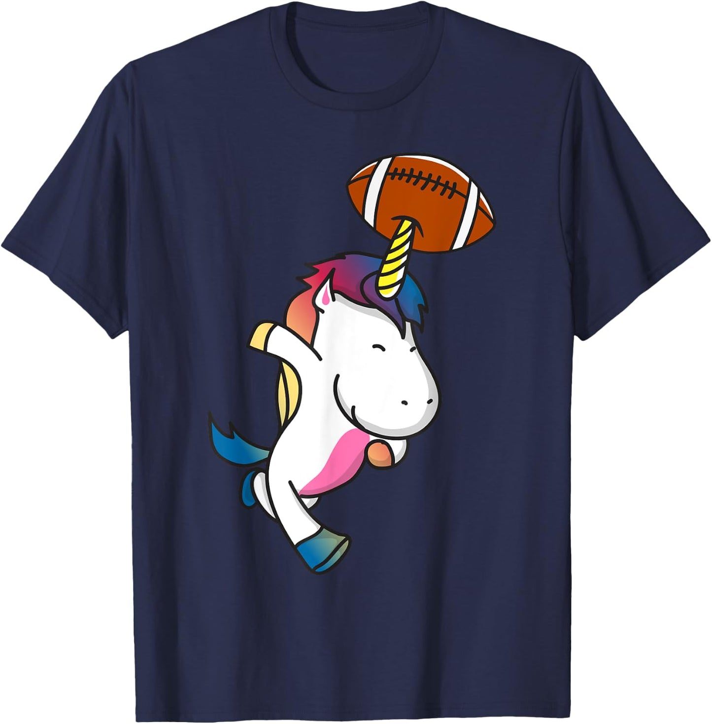 Unicorn Playing Football Sports Funny Unicorn Football T-Shirt - T-Shirt | Navy