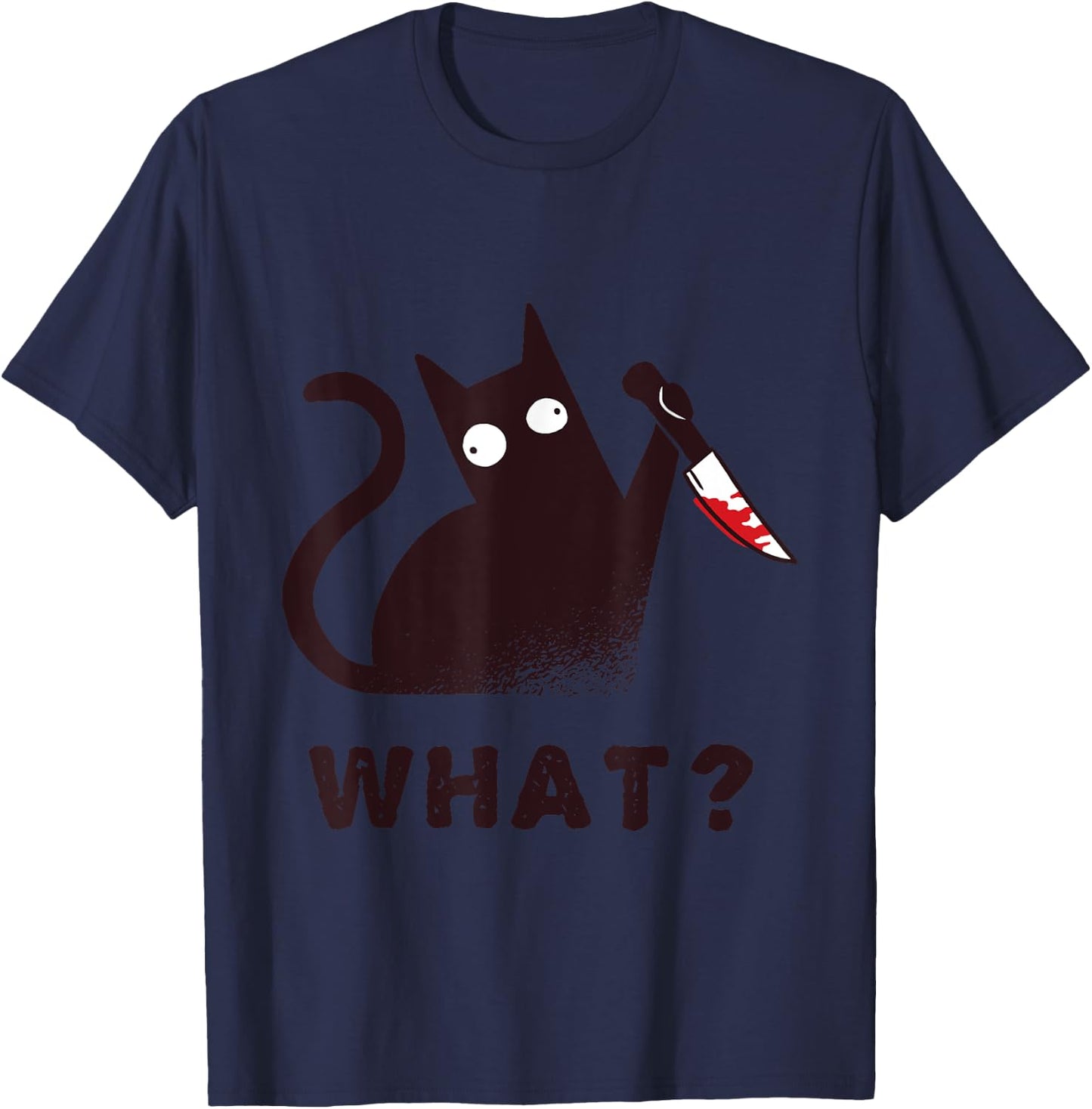 Funny Halloween Costume Clothes Knife Murder Black Cat What Men Women T-Shirt - T-Shirt | Navy