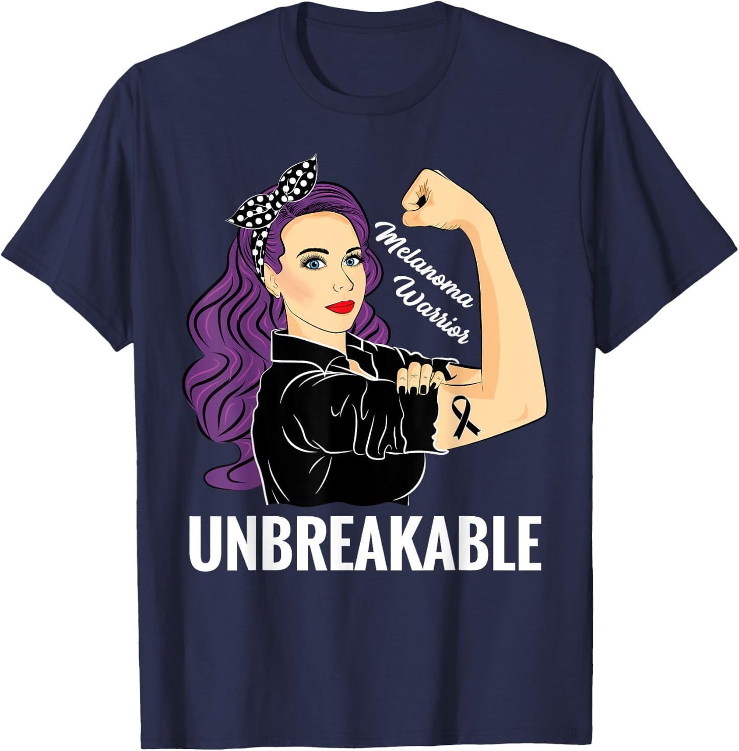 Melanoma Awareness Products Warrior Unbreakable T-Shirt - T-Shirt | Navy