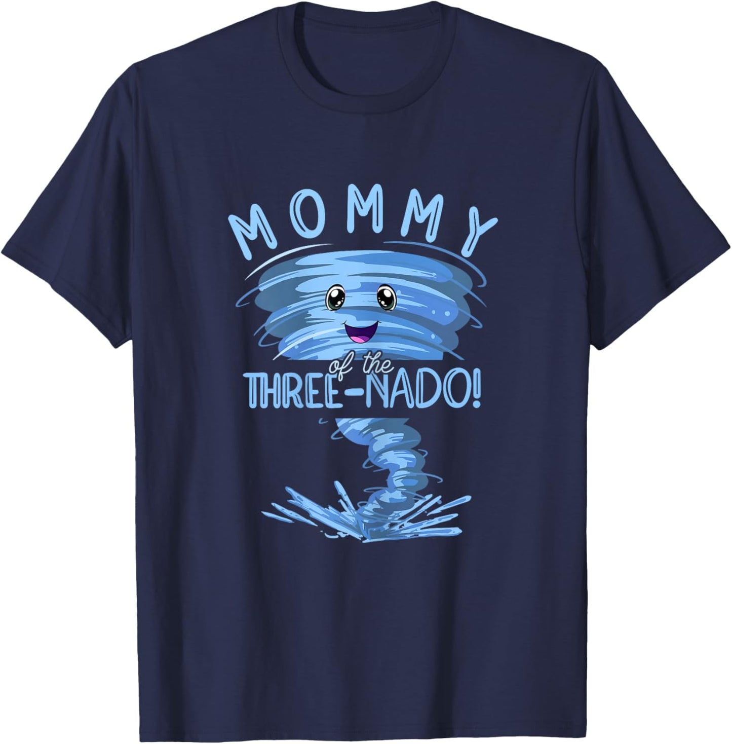 Mommy of the Three-Nado | Party 3nd Birthday | Tornado Mom T-Shirt - T-Shirt | Navy
