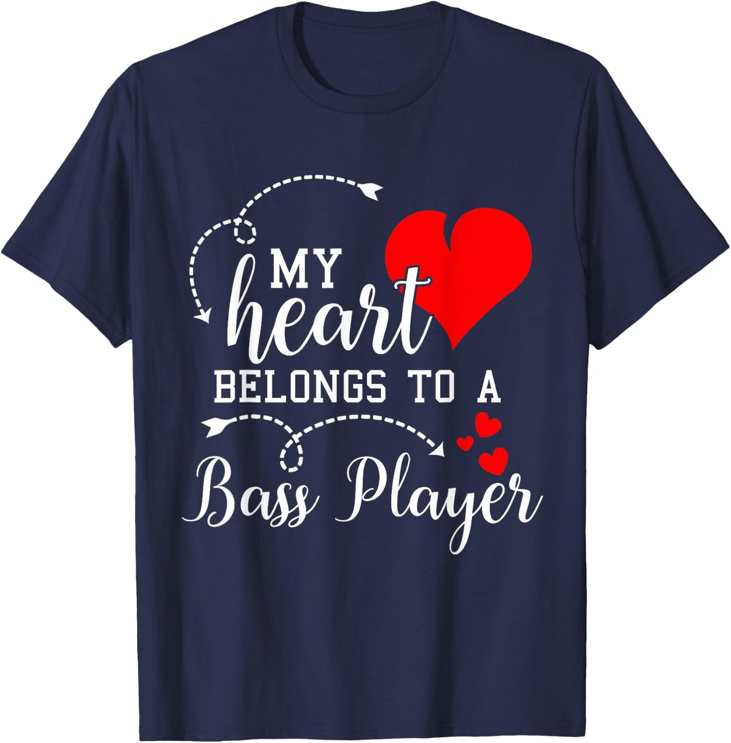 I Love My Bass Player Husband Wife Gifts Valentines Shirt T-Shirt - T-Shirt | Navy